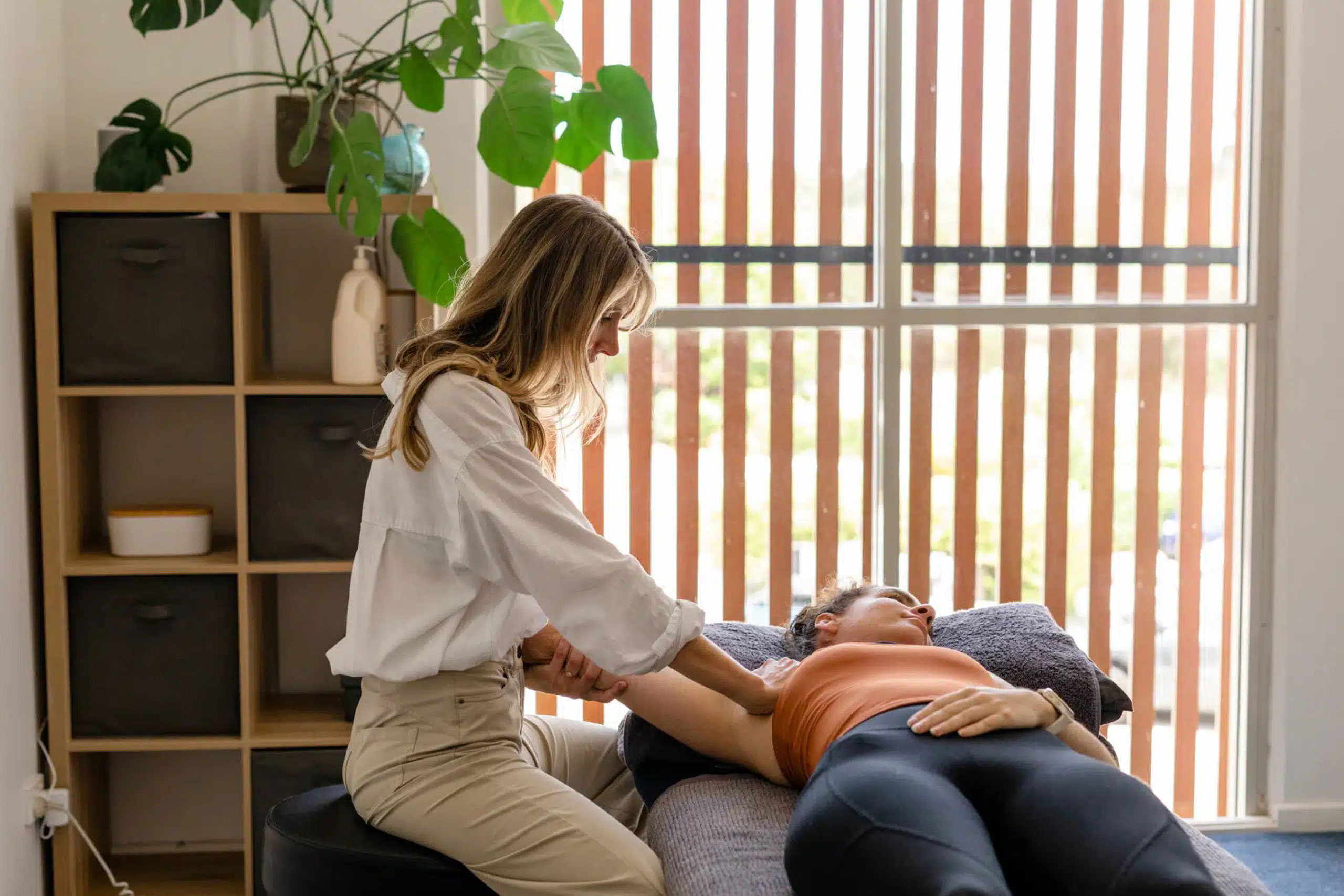 Practitioner working with client